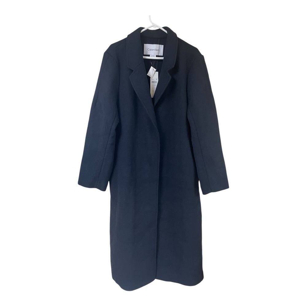Calvin Klein Tie Waist Overcoat Wool Blend Coat Womens XL Missing Belt $398